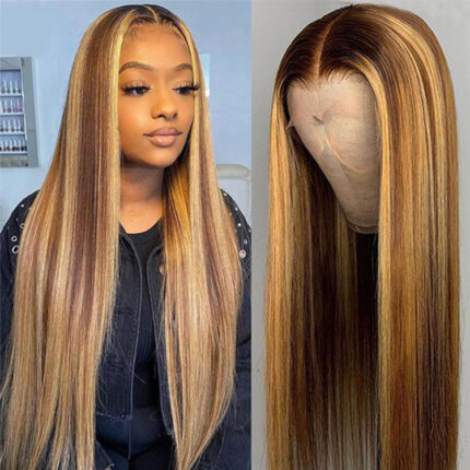 Straight Highlight 4/27 Lace Frontal Wig