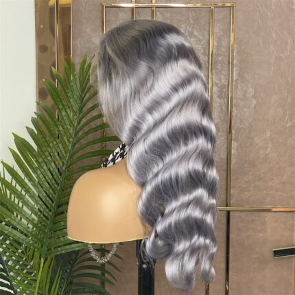 Color Wigs Grey Body Wave Lace Frontal Wig 