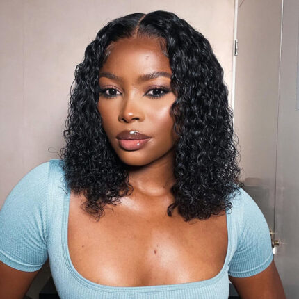 Black 13x4 Lace Frontal Bob Wig Curly Hair